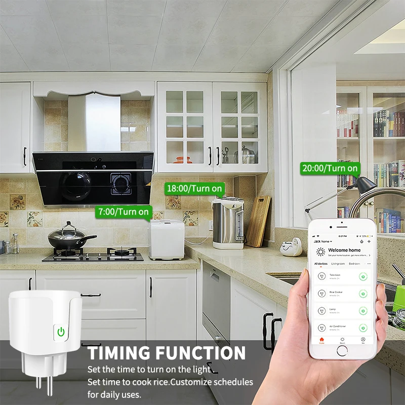 Tuya Smart Socket EU 20A WiFi Smart Plug Voice Control Yandex Alice Alexa Google Home For Tuya Smart Life APP Power Metering-4