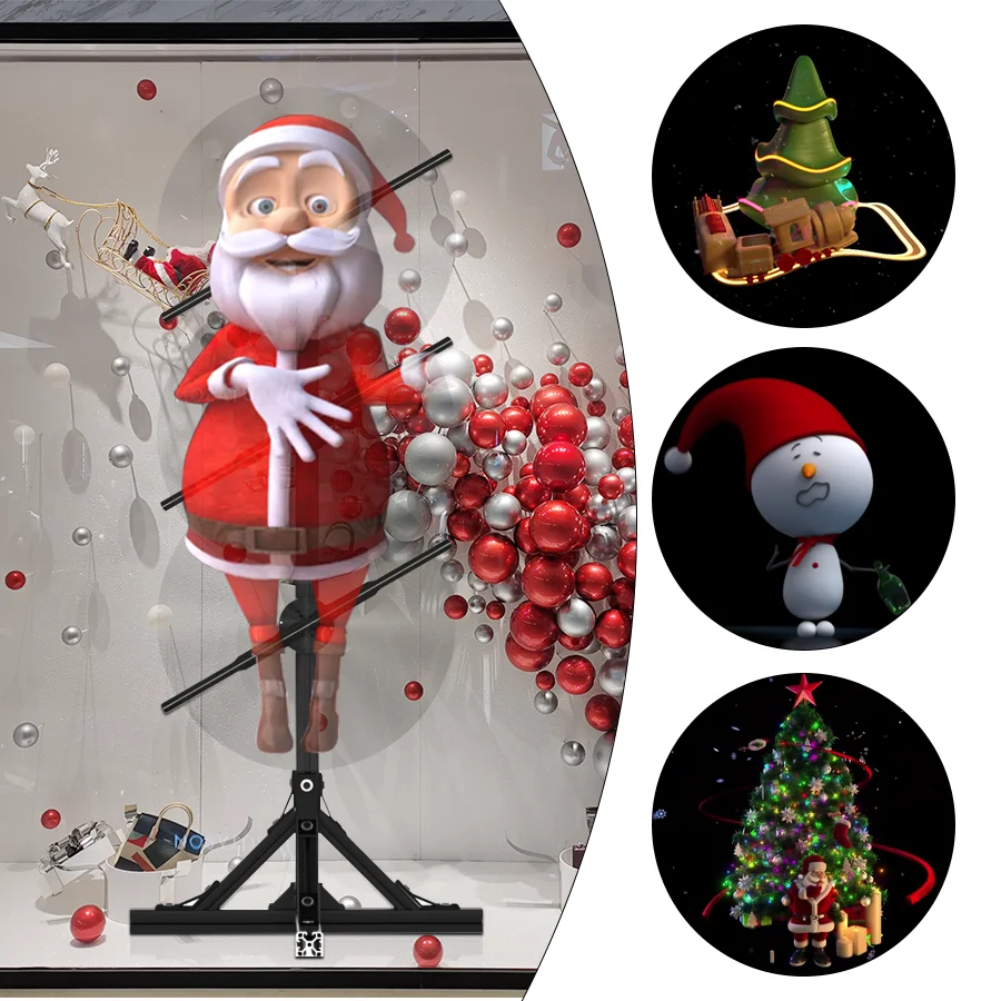 3D Holographic Fan Projector Wifi HD LED Signage Holographic Player Advertising Neon Support Wireless Upload Video Shop Bar-3
