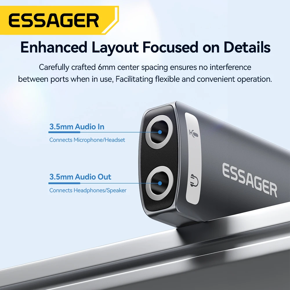 Essager External USB Sound Card To 3.5mm Mic Headphone Jack Stereo Headset Audio Microphone Adapter Speaker Interface For Laptop-6