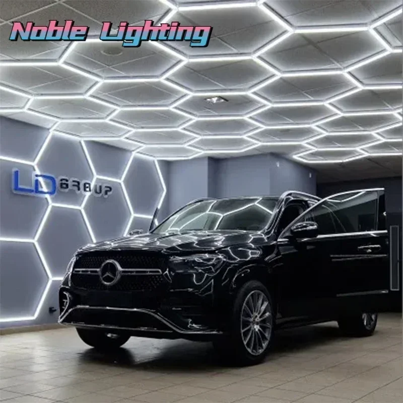 2 Years Warranty Honeycomb LED Car Detailing Ceiling Light Customized 5x12M Hexagon Light for Car Showroom 4S Workshop Dropship-3