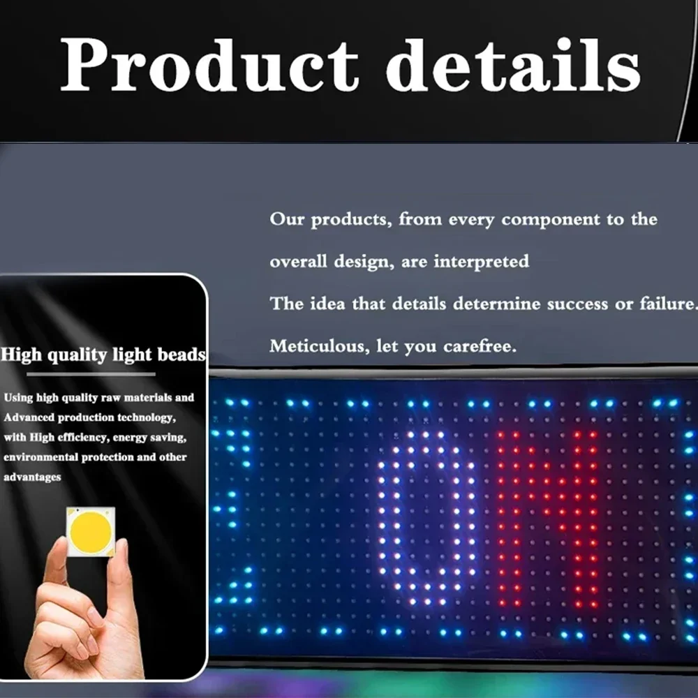 LED Matrix Pixel Panel Scrolling Advertising Signboard Led Eyes for Truck Flexible USB LED Car Sign Bluetooth App DIY Control-5