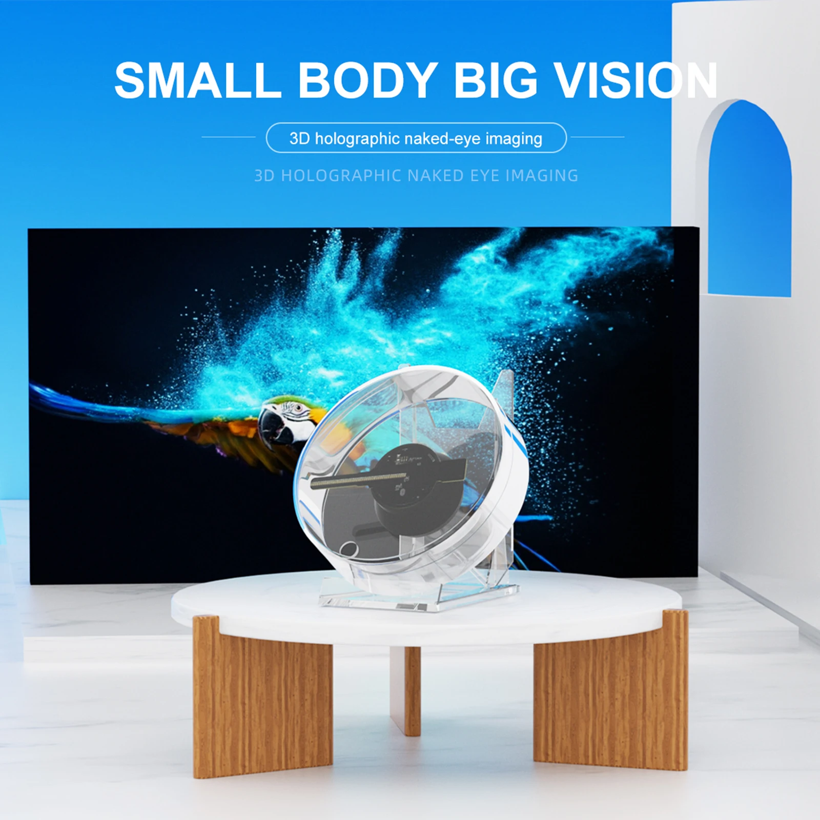3D Holographic Projector Naked Eye Support Music Player Desktop 3D Fan Advertising Logo Light Remote Advertise Display Machine-5