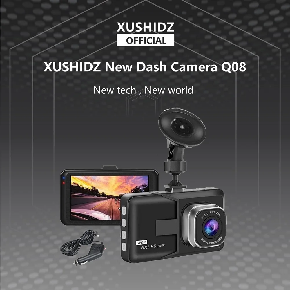 XUSHIDZ Q08 1080P Dash Camera with G-sensor Dashcam Vehicle Video Recorder Super Night Vision DVR Car Camera Loop Recording-2