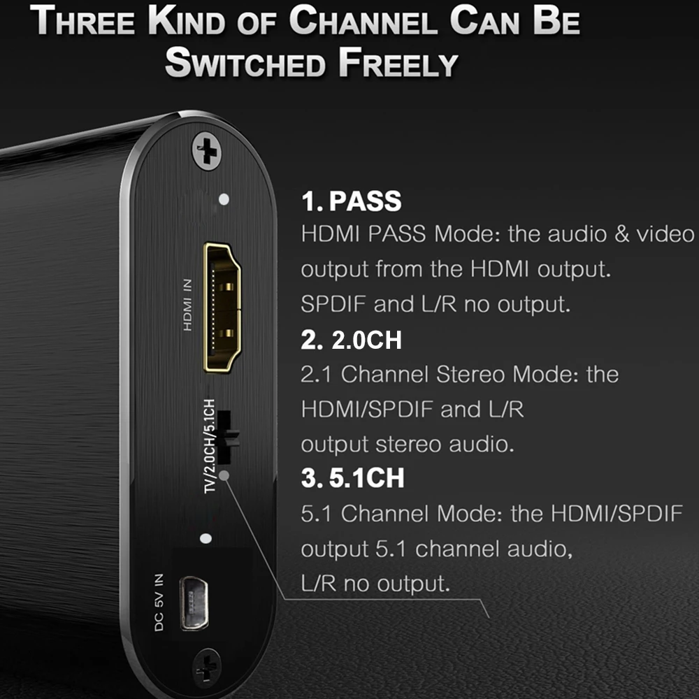 HDMI audio extractor 4K 60Hz HDMI 2.0 Audio Extractor ARC Splitter 5.1 Ch HDMI to toslink audio converter for PS5 Xbox series X-4