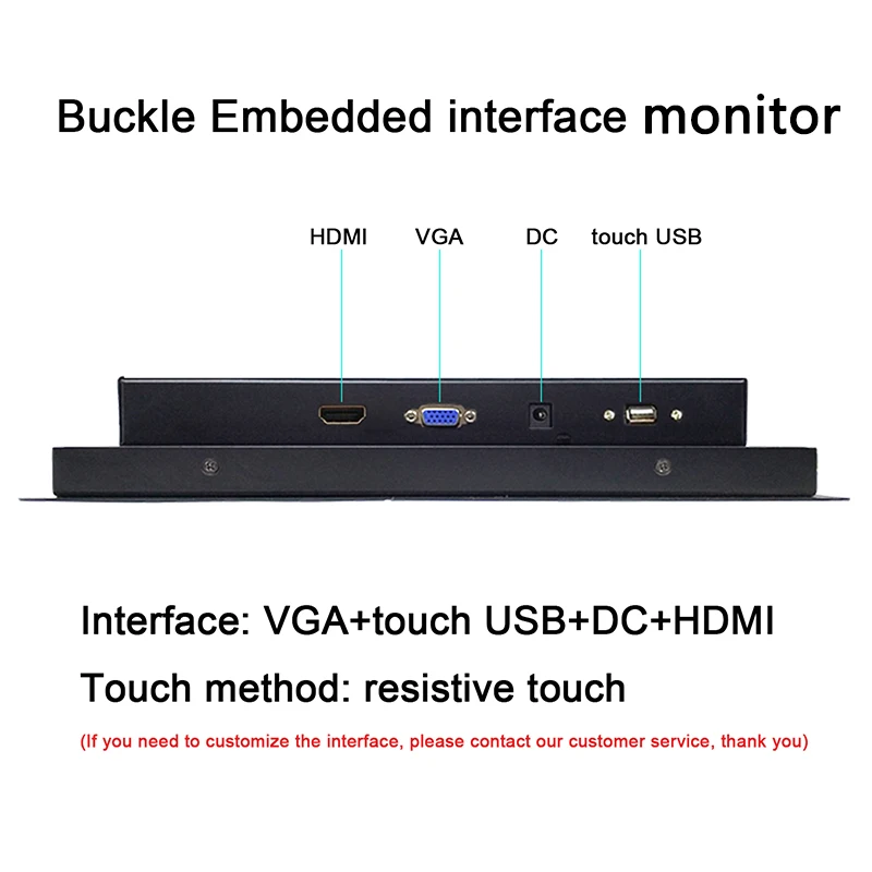 10.4/12.1/14/15 Inch Resistive Touch Industrial Monitor With VGA HDMI USB Embedded Portable Display HD LCD Screen-3