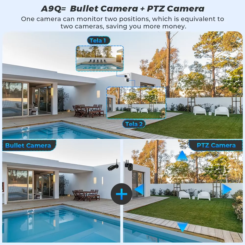 BESDER 4K 8MP Wifi Camera PTZ Outdoor Dual Screen Human Detection Dual Lenses 10MP Security Protection IP Camera Audio O-Kam Pro-5