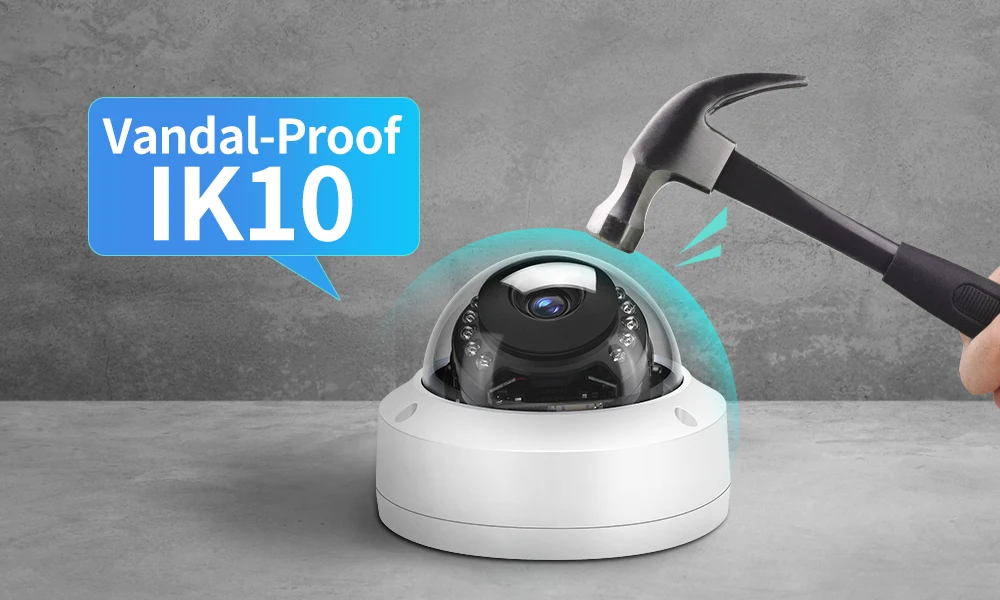 8MP 4K POE IP Camera IK10 Explosion-proof Outdoor H.265 Onvif Metal Dome CCTV Security Protection 4MP Video Surveillance-6