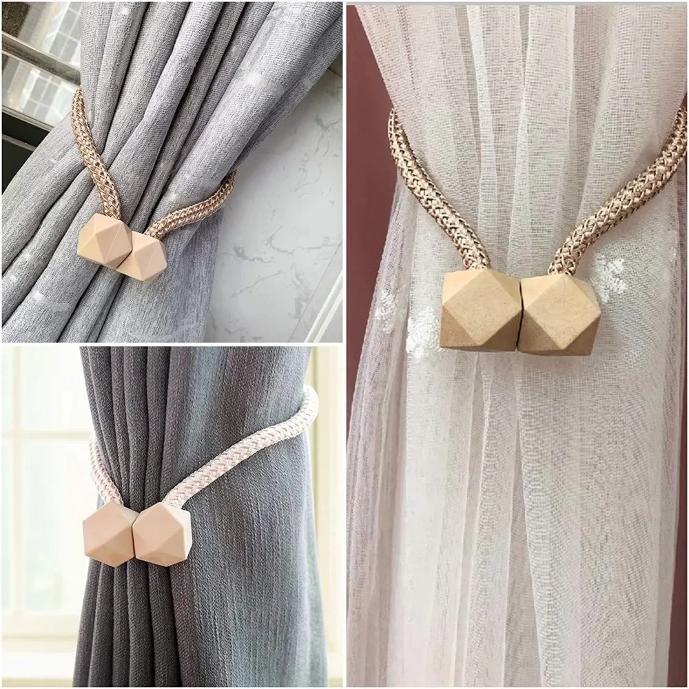 4pcs Curtain Tiebacks with Strong Magnet Thick Rope Design for Bedroom Living Room Kitchen Durable Plastic Home Decor Accessory-6