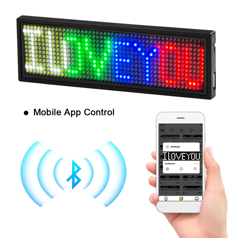 LED Name Badge Multi-color LED Display DIY Programmable Scrolling Message Light Board Mobile Control Text Message Light Board-3