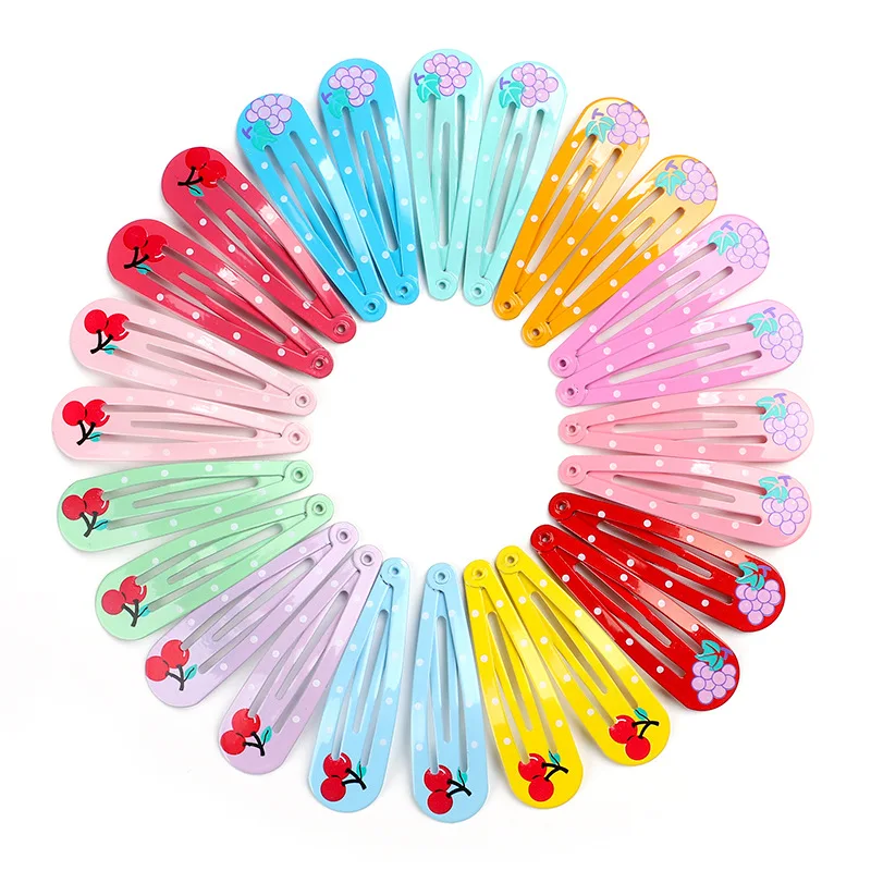 40Pcs/Lot Hair Accessories Girls Hairpin Print Cartoon Fruit Animal Flower Hair Clip Cute Powder Hairgrip New Children Headdress-2