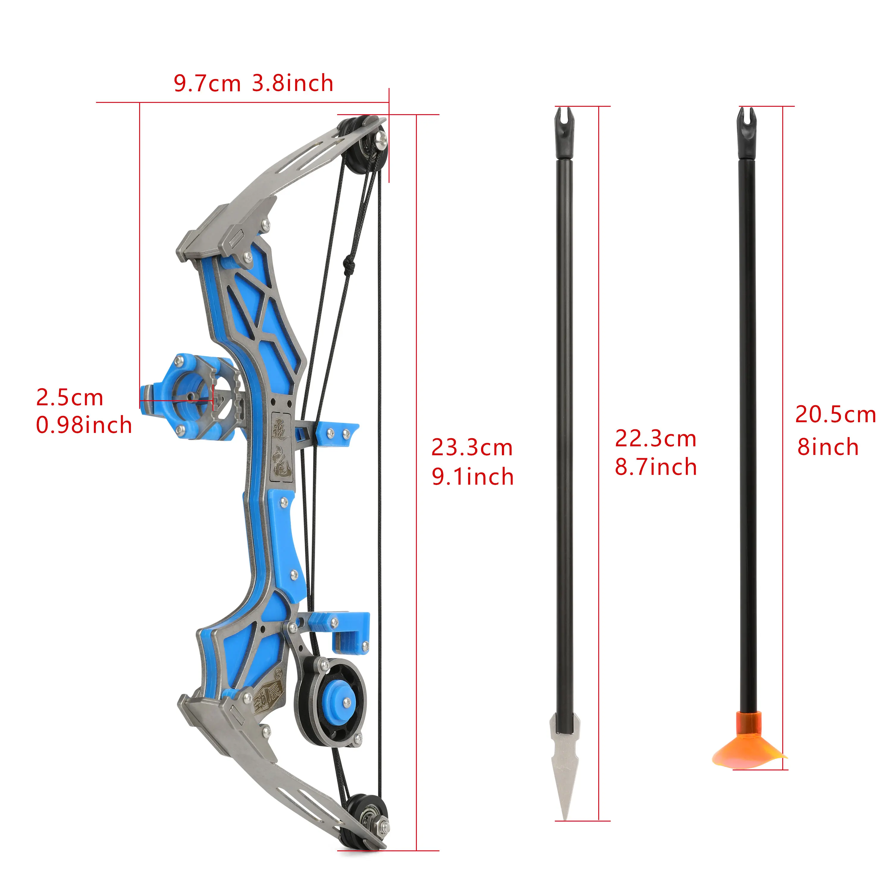 Archery Mini Compound Bow and Arrow Set 12Lbs Stainless Steel Powerful Bow Range 20-30m for Practice Shooting Pocket Pulley Bow-6