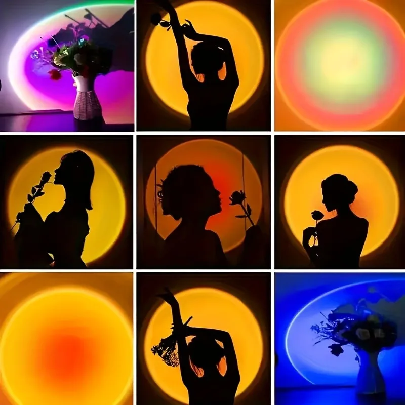 1pc Vibrant Sunset Projection Light - 16-Color Spectrum, USB Remote Control, Dynamic Color Changing LED Light -Creates Warm Home-2