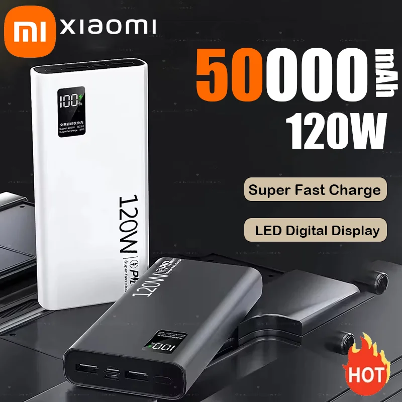 Xiaomi 120W Super Fast Charging 50000mAh High Capacity Power Bank Powerbank Portable Battery Charger For iPhone Samsung Huawei
