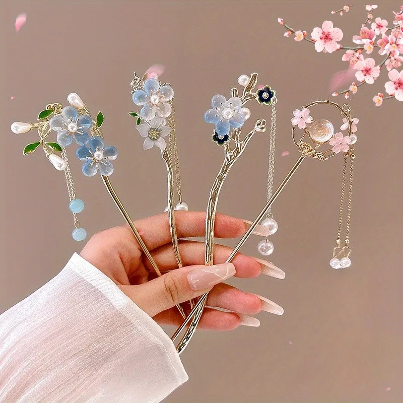 1pc Romantic Chinese Style Hair Accessory Alloy Jewelry Women's Hair Needle Suitable for Daily Wear Gifts Girls Fashion Hairpin-4