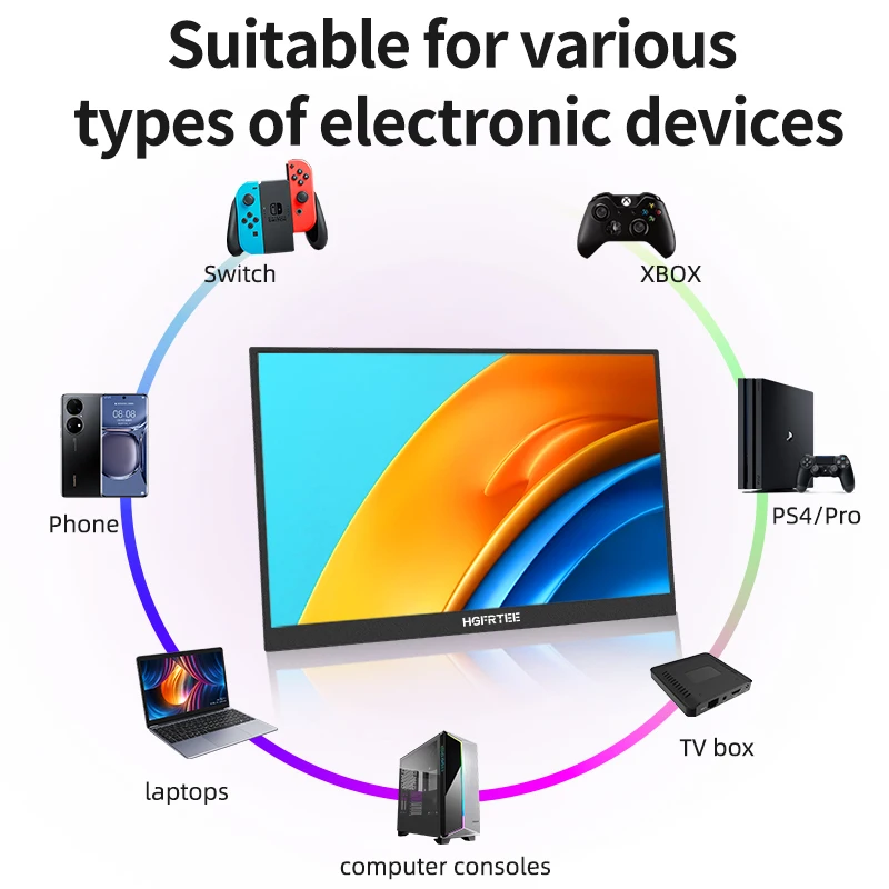 HGFRTEE 14.1inch Portable Monitor Touch Screen 400cd/m² Laptop Second Screen Dispaly HDMI-Compatible For Switch PS4/5-6