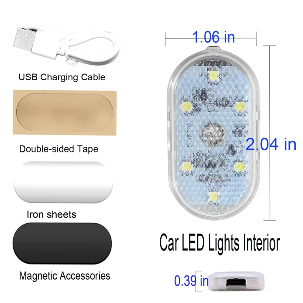 2PCS Magnetic Touch Light Car Roof Magnet Ceiling Led Camper Car Interior Lighting USB Charging Touch Activated LED Lights-6