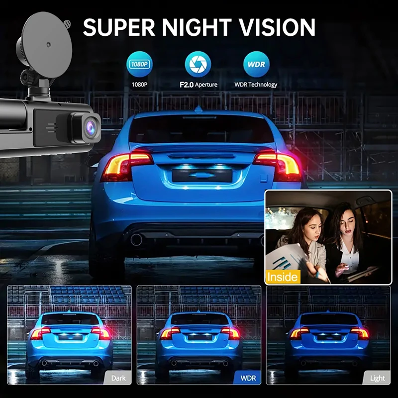 WIFI APP Control Car Dvr 3 Channel 1080P Dash Cam for Cars Front and Rear View Recorder Video Car Camera for Car Assecories-5