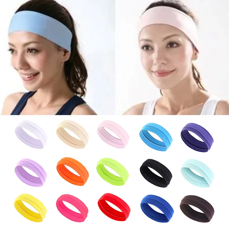 Summer Sports Headbands For Women Fitness Run Yoga Bandanas Solid Color Elastic Hair Bands Stretch Makeup Hair Accessories 2023-5