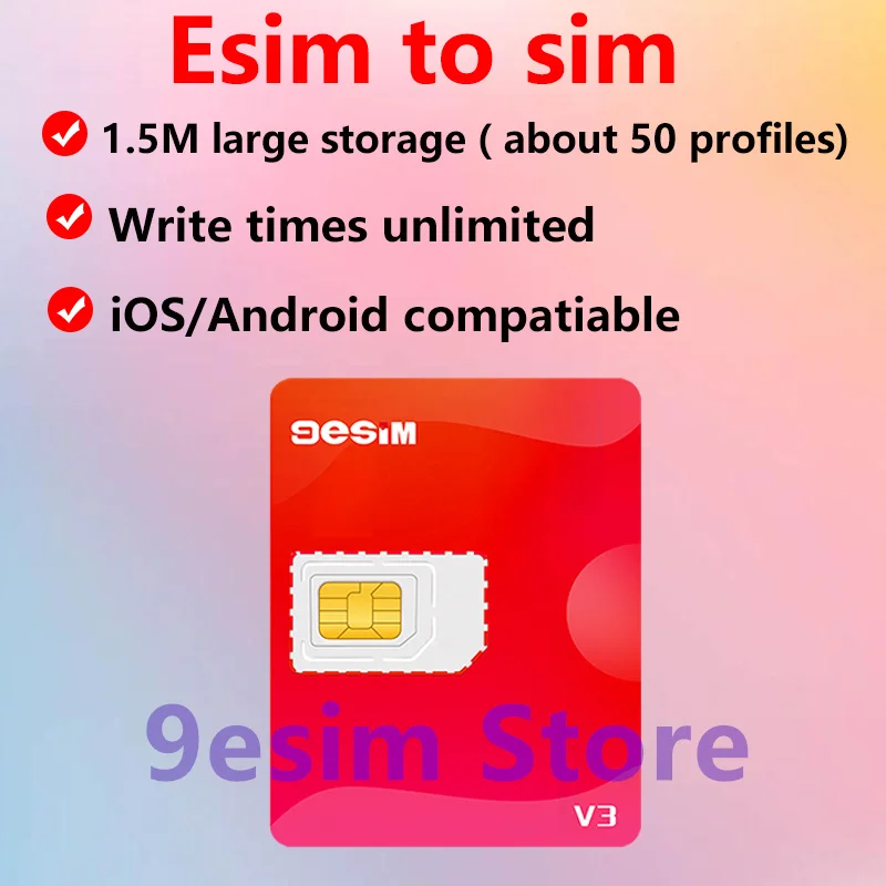 9esim esim to sim V3  adapter for iphone 16 pro max15 14removable euicc for studying abroad travel 5ber esim.me card module estk-6