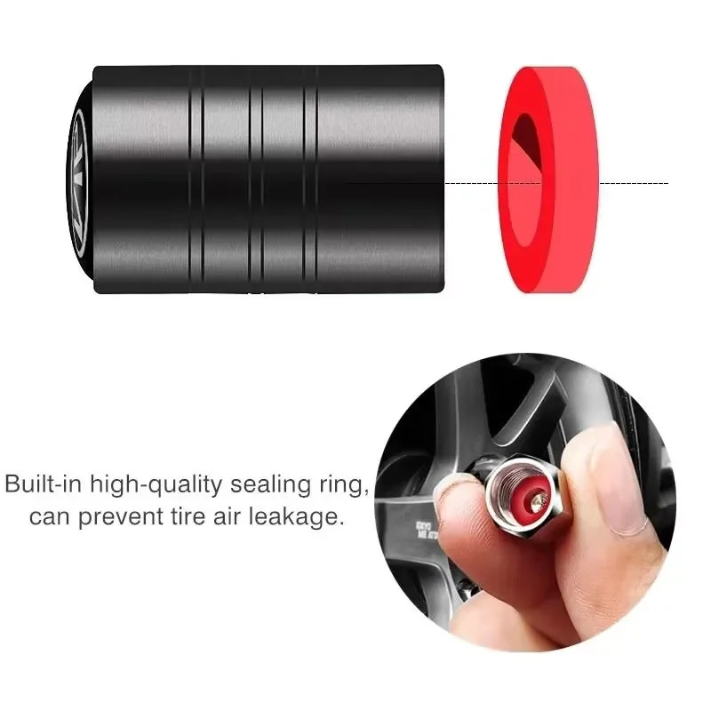 4Pcs Car Wheel Tire Valve Caps Tyre Stem Cover Bolt-In Accessories For Audi Sline A6 Q7 A7 S3 A8 A3 RS A1 A5 A4 Quattro Q5 Q3 TT-2