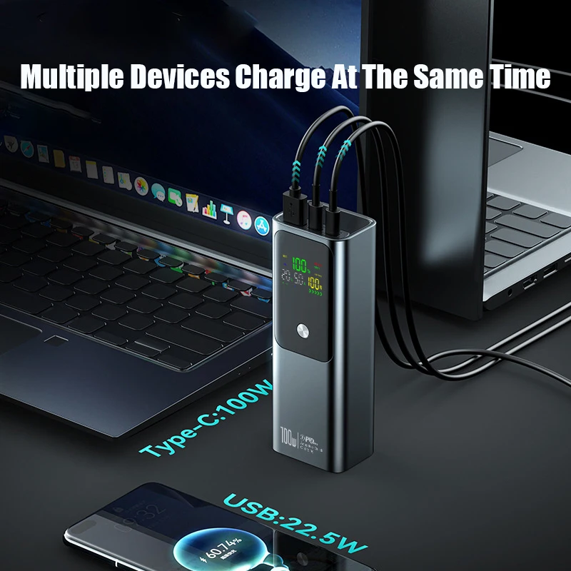 50000mAh Portable Color Screen Power Bank Supports PD100W Bidirectional Fast Charging Suitable For IPhone Laptop Samsung-3