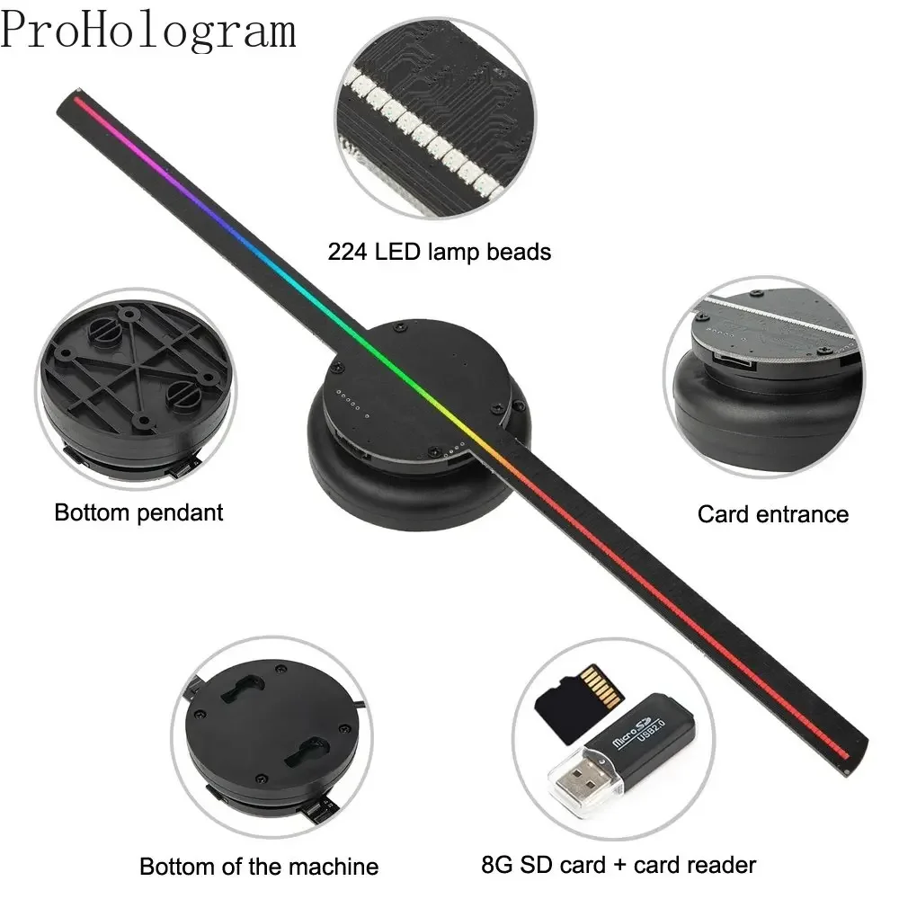 42cm 3D Hologram Projector Fan Wifi Transmit Picture Video Commercial Display Holographic Led Commercial Hologram Projector-5