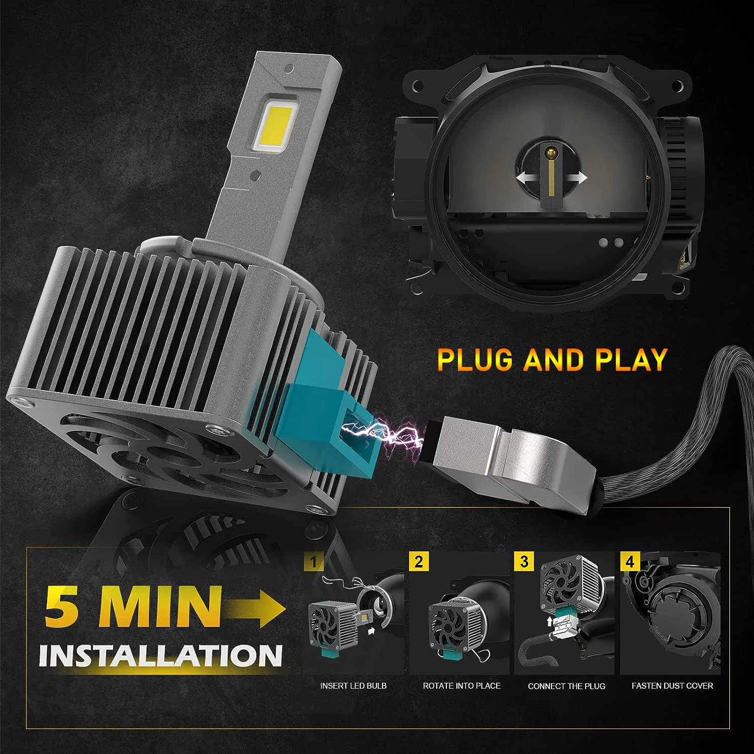 D SERIES D1S D3S LED Car Headlights Bulbs D2R D2S D4R D4S D5S D8S Turbo Lights 6000K 70W Auto Lamp Plug&Play  HID Conversion Kit-4