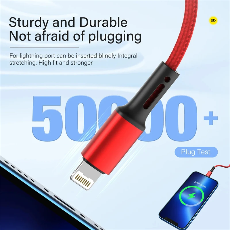 3A USB Cable For iPhone 14 13 12 11 Pro Max X XR 6s 7 8 Plus 2m 3m Lead Mobile Phone Fast Charging Cord Data Charger Wire-6