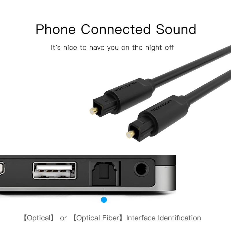 Vention Digital Optical Audio Cable Toslink SPDIF Coaxial Cable 1m 2m 5m for Amplifiers Blu-ray Xbox 360 PS4 Soundbar Fiber Cabl-5