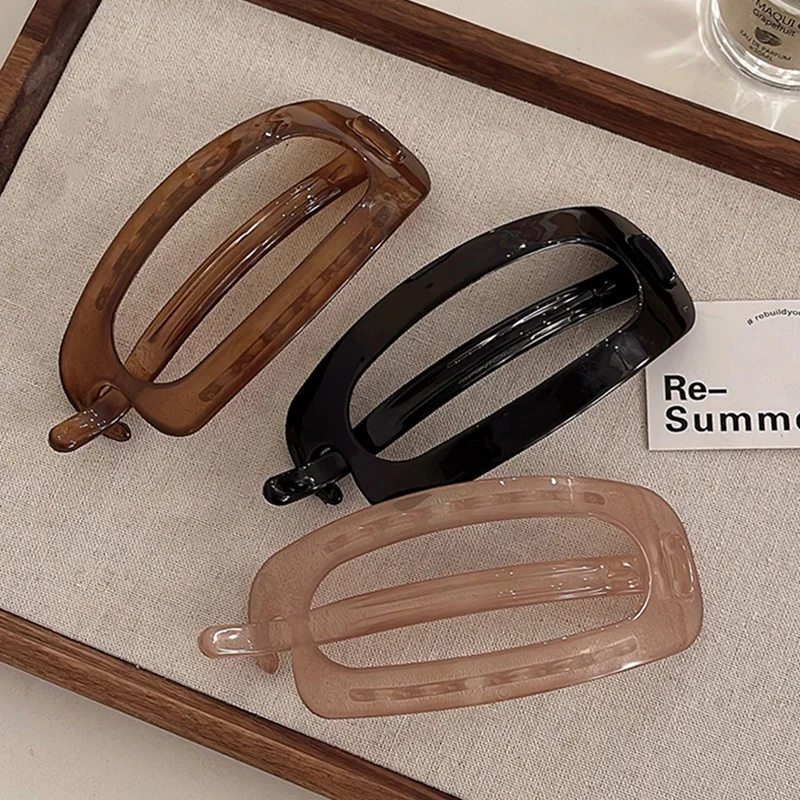 Vintage Solid Hollow Oval Simple Twist Hair Clips For Women Temperament Hair Ornament Headband Hairpin Fashion Hair Accessories-3
