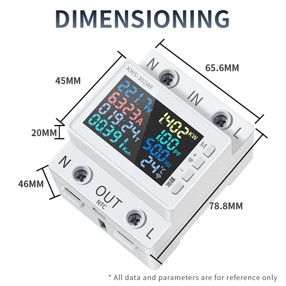Tuya WiFi 8in1 Power Meter 2P AC Energy Meter APP Control 170-270V/63A Voltage and Current Meter Electricity Meter Smart Life-6