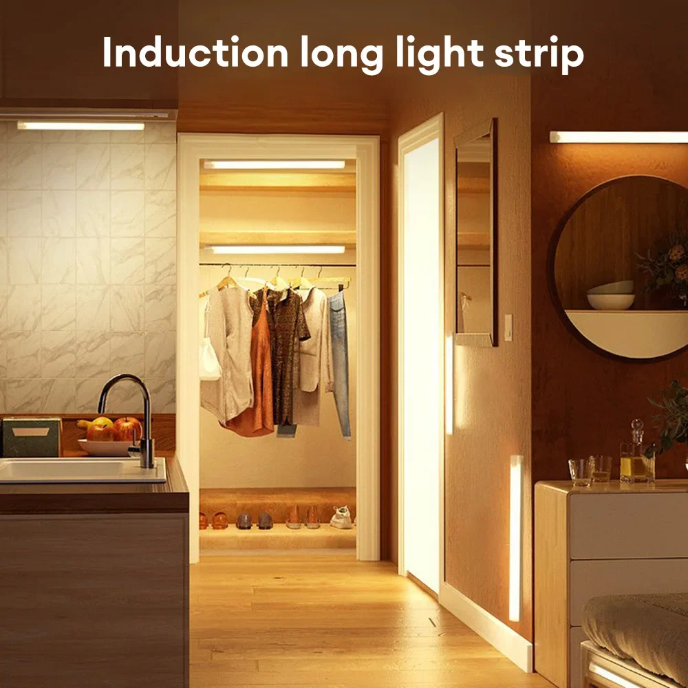 Motion Sensor Light Wireless Rechargeable LED Night Light Closet Cabinet Wardrobe Lamp Kitchen Staircase Backlight 10/20/30/50cm-4
