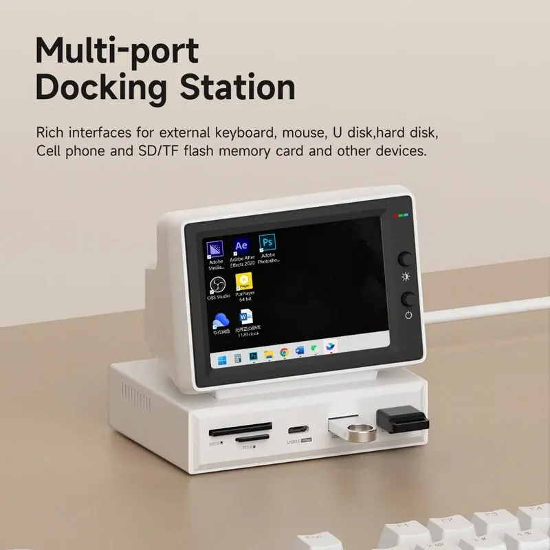 Hagibis 3.5inch IPS Mini Screen AIDA64 Mini PC CPU RAM HDD Data Monitor Display Sub Screen with USB C Hub for Laptop PC MacBook-3