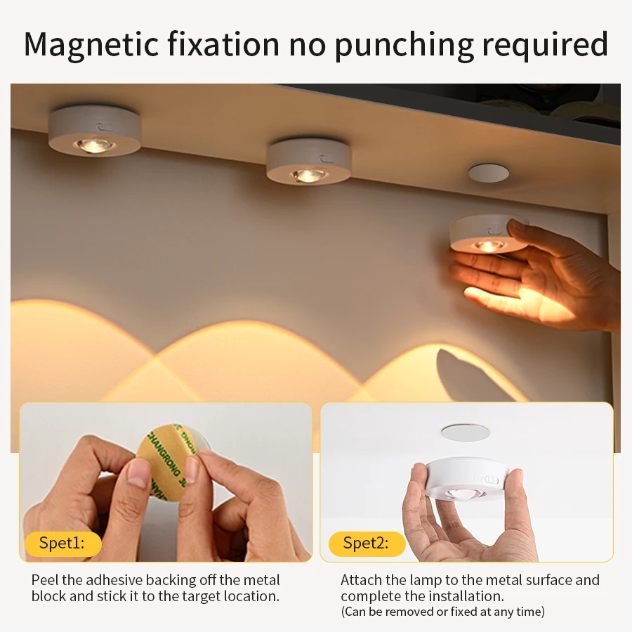 RGB White Led Night Light with IR Remote Control Rechargeable Lamp Wireless Under Cabinet Lights Spotlight for Display Closet-2