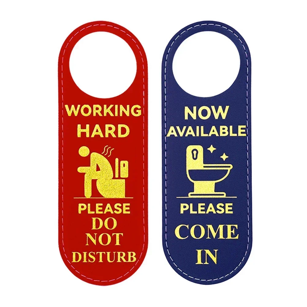 Double-Sided Door Hanger Sign Not Disturb/please Come In For Bathroom Signage Double-Sided Tag PU 8x24cm Door Hanger Sign-2