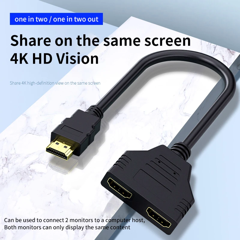 HDMI HD Cable Splitter 1080P 2 Dual Port Y Splitter 1 In 2 Out Cable Adapter For LCD TV Box PS3 HDMI-compatible Splitter-3