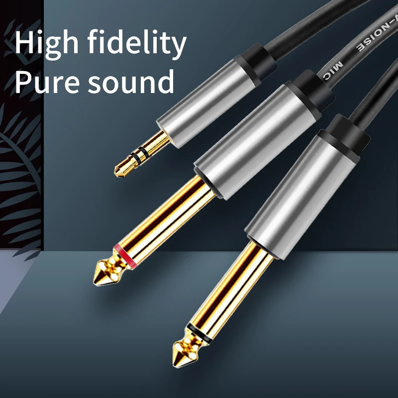 3.5mm to Dual 6.5mm Adapter Jack Audio Cable Double 6.35mm Male 1/4