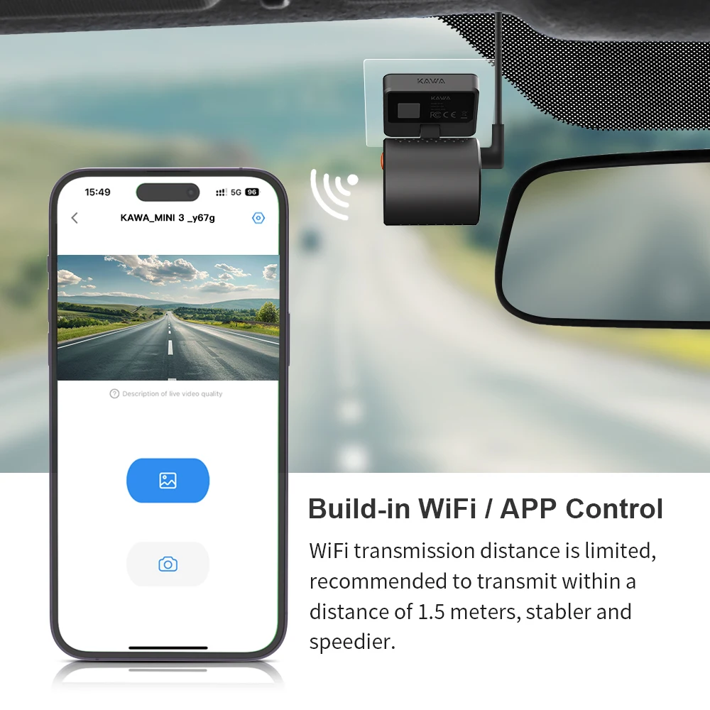 2K Dash Camera For Cars DVR KAWA Dash Cam MINI 3 Video Recorder Emergency Voice Control Night Vision WiFi APP Monitor Dashcam-4