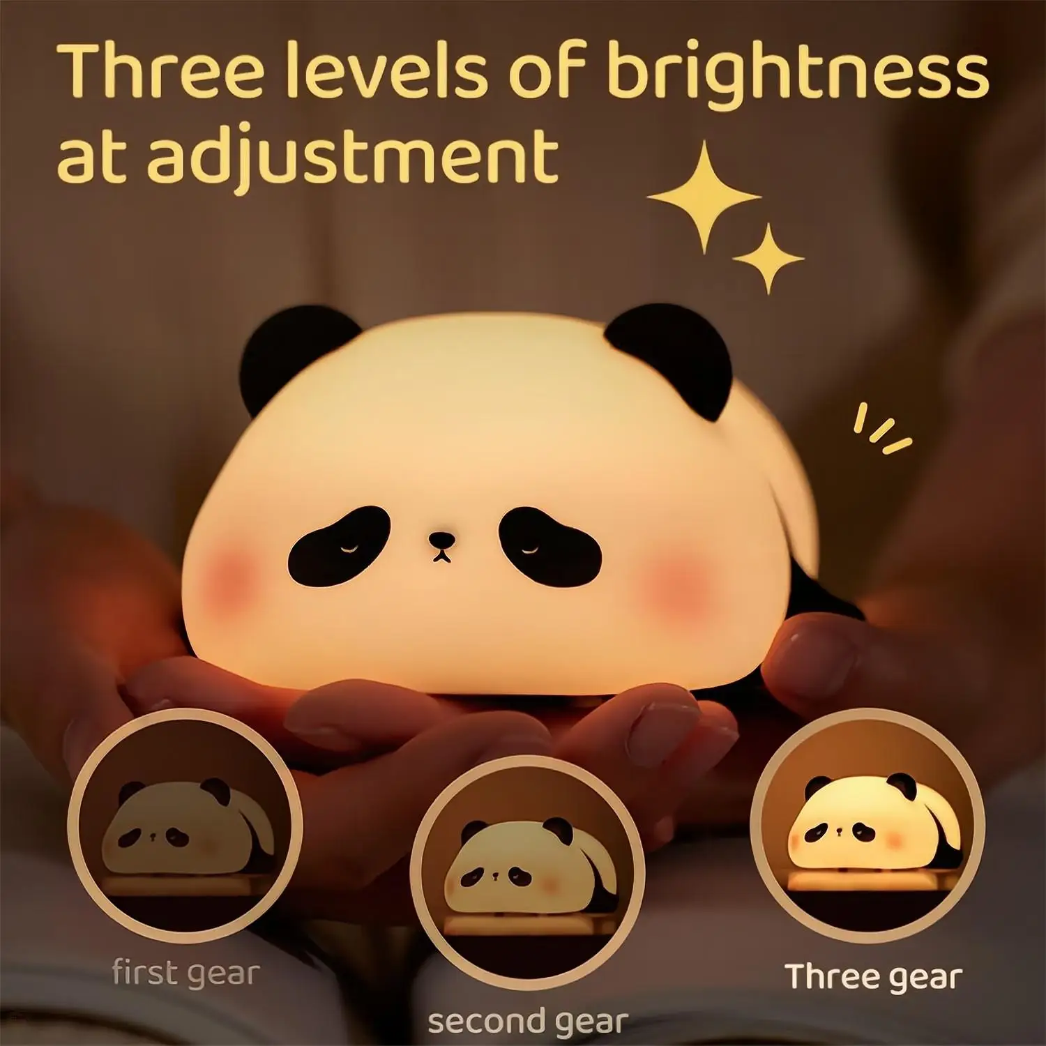 LED Night Lights Cute Sheep Panda Rabbit Silicone Lamp USB Rechargeable Timing Bedside Decor Kids Baby nightlight Birthday Gift-3