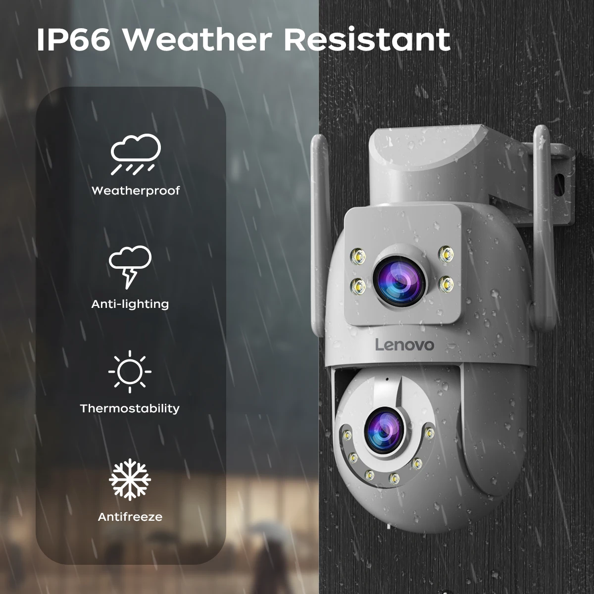 Lenovo 4K WiFi Surveillance Camera 5G Wifi Outdoor Dual Lens PTZ IP Cameras Auto Tracking Audio Video ONVIF Security CCTV Camera-5