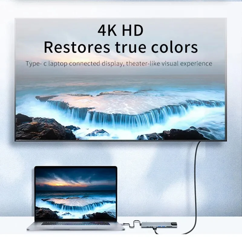 8 in1 USB C HUB 3.0 Type C Splitter 4K Docking Station Laptop Adapter PD SD TF For Macbook Air M1 iPad Pro RJ45 HDMI-Compatible-3