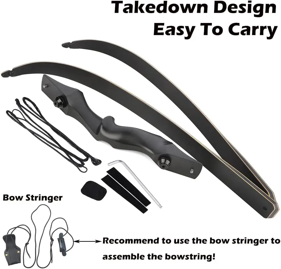 58/60 Inch Archery Takedown Recurve Bow for Adults/Youth 25-65Lbs American Hunting Bow Magnesium Alloy Metal Riser Right Handed-5