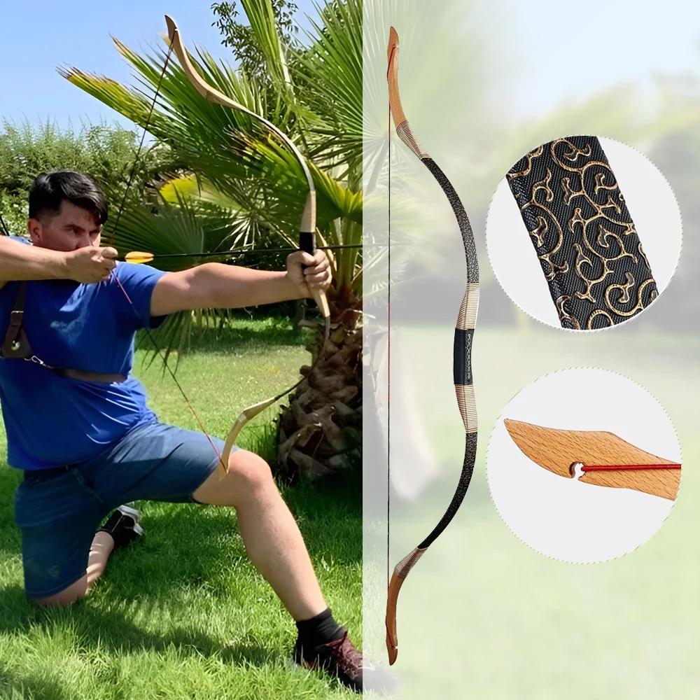 Toparchery-Wooden Laminated Recurve Bow for Outdoor Shooting Practice, Hunting Sports, 30-50lbs, 53inch