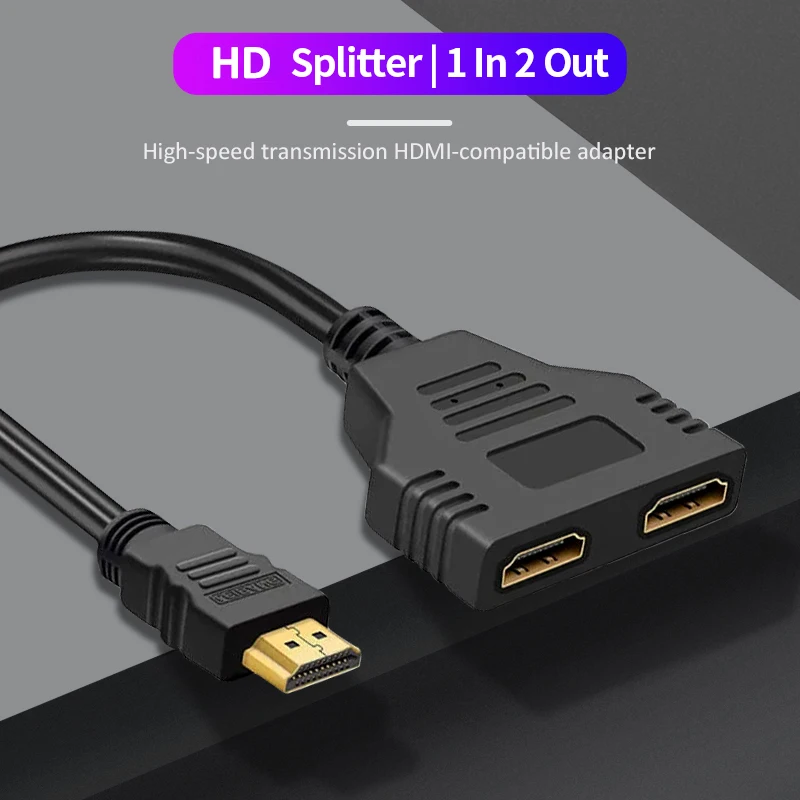 HDMI HD Cable Splitter 1080P 2 Dual Port Y Splitter 1 In 2 Out Cable Adapter For LCD TV Box PS3 HDMI-compatible Splitter-2
