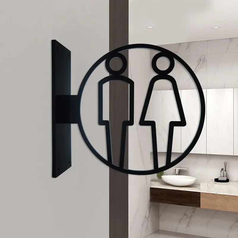 Side-mounted Toilets Plaque Men's and Women's Bathroom Signage Hotel WC Toilet Signage Restroom Reminder Public Toilet Signage