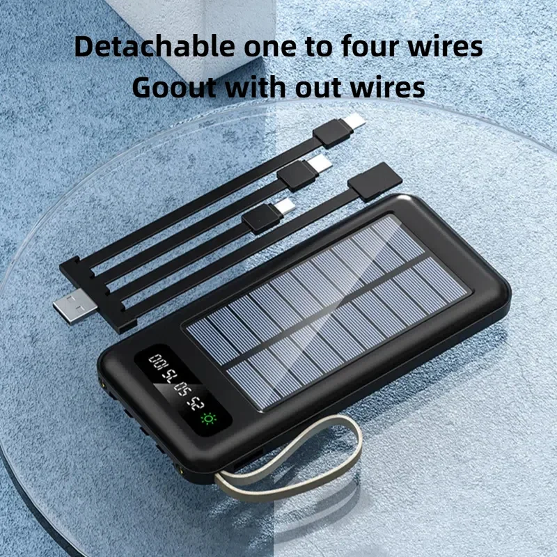 OnePlus Solar Power Bank 50000mAh Large Capacity Mobile Power Fast Charging Battery Dual USB 4 Cables For iPhone Samsung Huawei-3