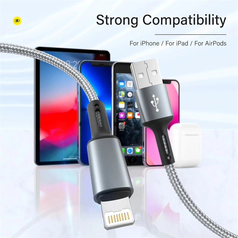3A USB Cable For iPhone 14 13 12 11 Pro Max X XR 6s 7 8 Plus 2m 3m Lead Mobile Phone Fast Charging Cord Data Charger Wire-4