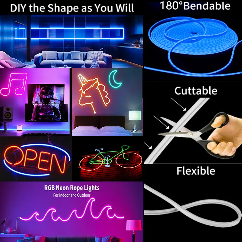 5V USB RGB Neon LED Strip 5M WiFi Waterproof Flexible Neon RGB Strip Work With Tuya App Alexa for TV Home Decor Ambient Lighting-5