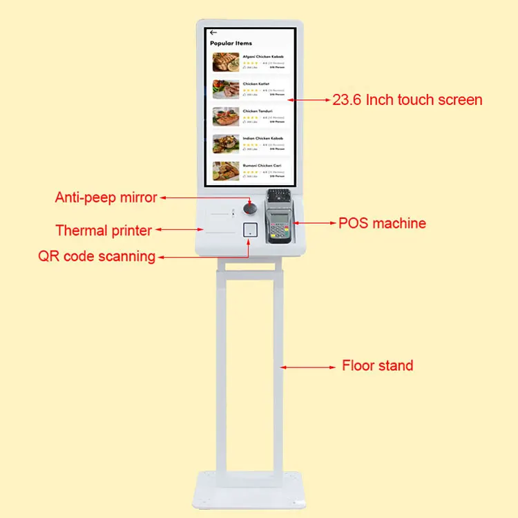 Touch Screen POS System Self Pay Self Service Payment Order Kiosk for Mcdonald S KFC Restaurant Manufactures-3