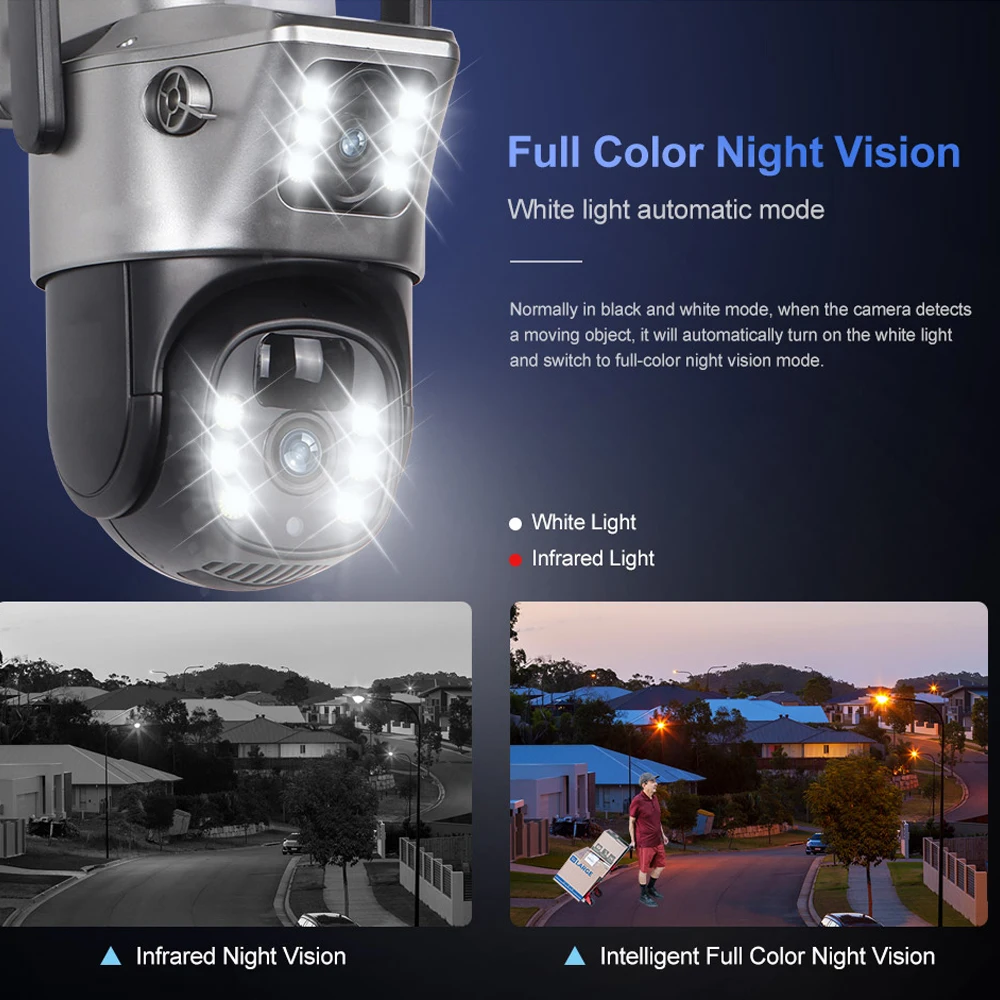 4G / WiFi Solar Camera Dual Lenses Outdoor 8MP 4K Low Power Battery IP Camera PIR Night Vision V380 Pro CCTV Security Protection-6